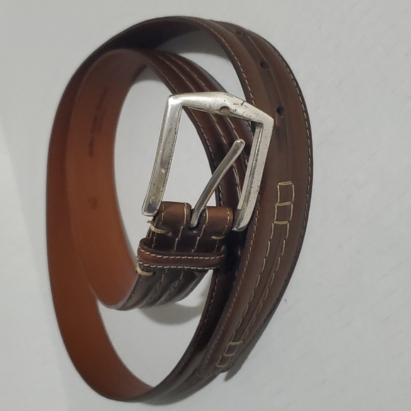 Men's Brown Belt Silver Tone Buckle sz 40 - Picture 3 of 10